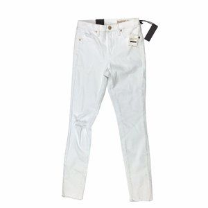 Blanknyc The Great Jones White High Rise Raw Hem Skinny Stretch Jeans $88 Sz 25